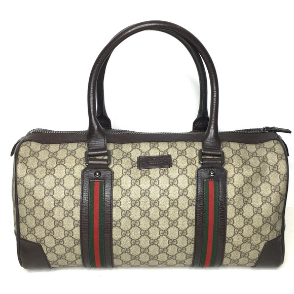 Gucci authentic brown monogram coated canvas unisex travel bag - Picture 2 of 15